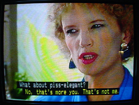 Colour captions: What about piss-elegant? That’s more you. That’s not me.