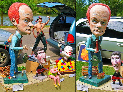 Giant standing papier mâché doll or Rex Murphy among other dolls