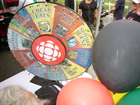 CBC spinning wheel has panels like Cheap Eats, City Life, Summer Scene