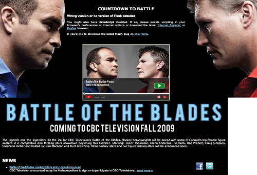 Screenshot with Tie Domi, blank block in lower corner, warning abotu Flash version