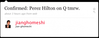 jianghomeshi: Reminder: Perez Hilton on Q tmrw