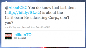 billdinTO: @AboutCBC You do know that last item is about the Caribbean Broadcasting Corp., donâ€™t you?