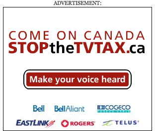 Banner ad: COME ON CANADA STOPtheTVTAX.ca