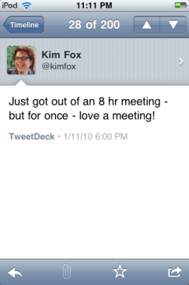 Kim Fox in a long meeting